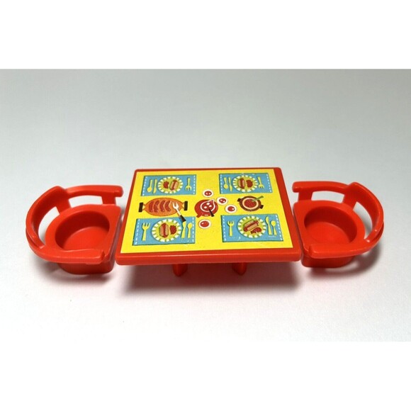 Fisher Price Little People Family Camper Red Table And Chairs #994 Lot Of 3 - Picture 2 of 9